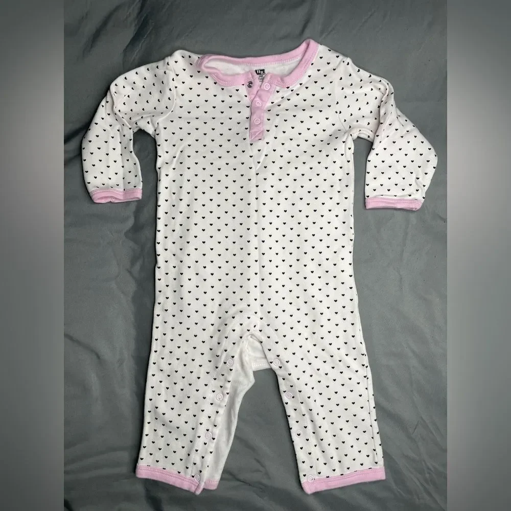 Baby Girl Heart Print Onesies Set